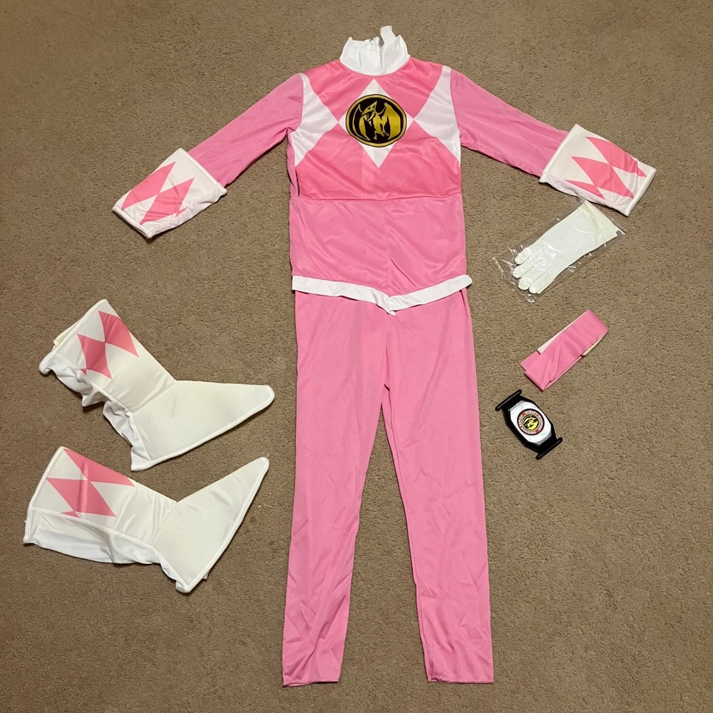 Vintage 1994 Mighty Morphin Power Rangers Pink Ranger Costume Kids Size 7-10 Set